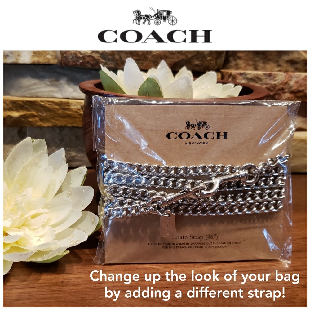 *SALE* NEW Coach 46" Chain Strap, Silver-tone